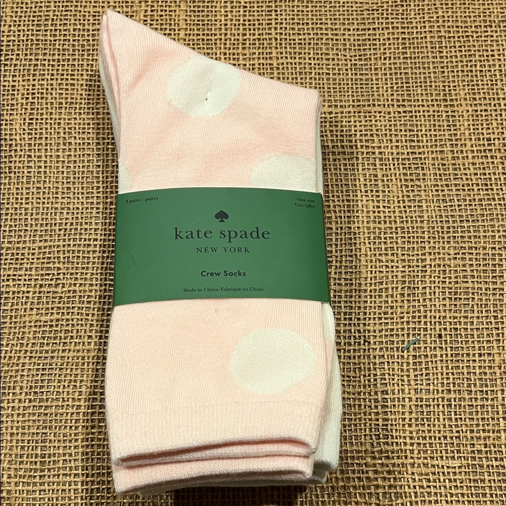 Kate Spade Light Pink and White Crew Socks